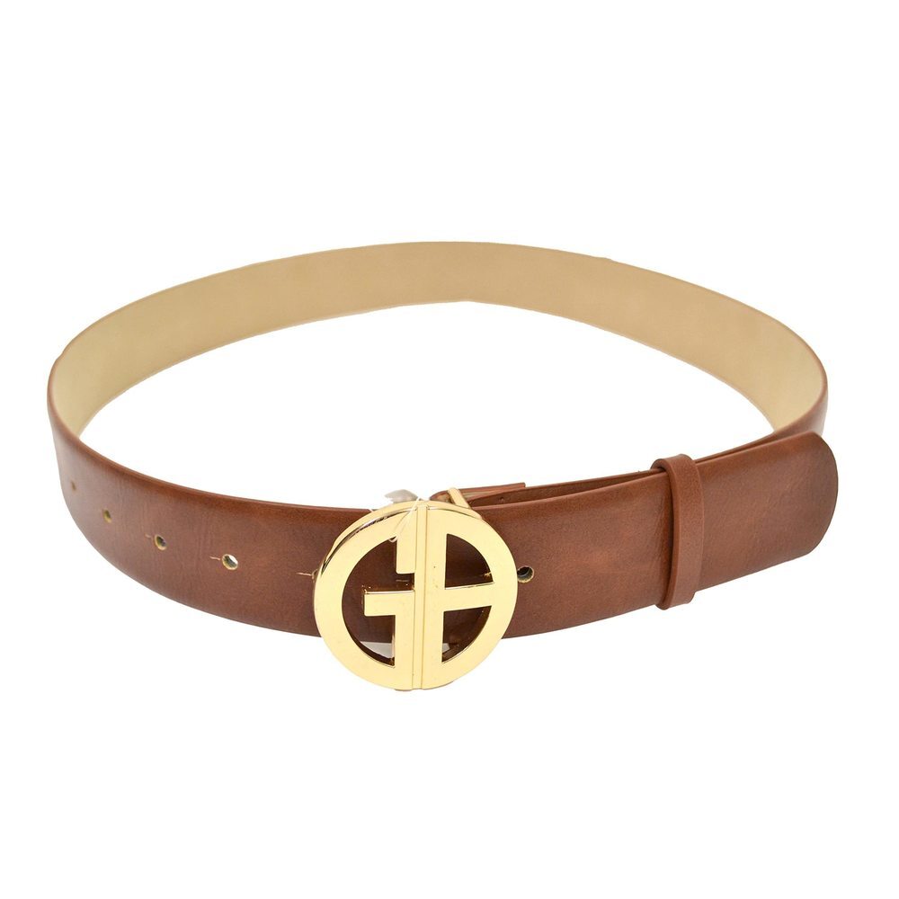 Giani Bernini Womens Signature-Buckle Panel Belt Brown Large 36" w1-1/2"